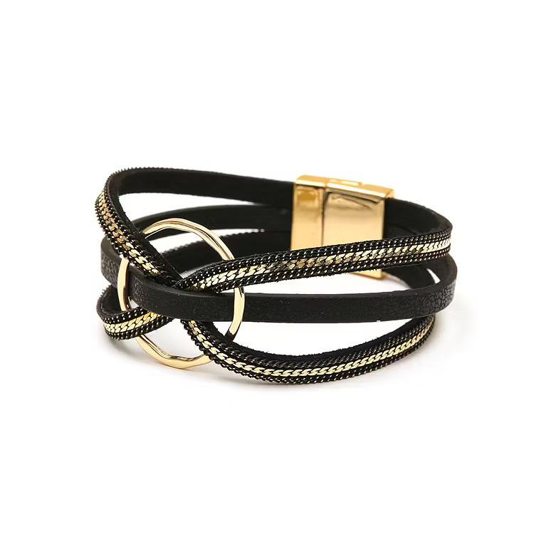 Aoaome Round Ring Cross Leather Bracelets