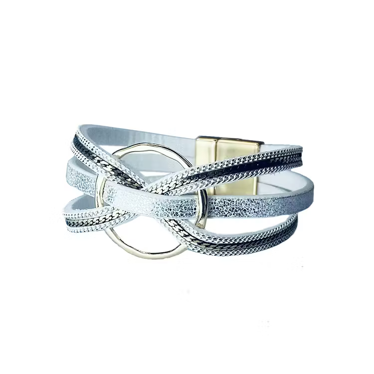 Aoaome Round Ring Cross Leather Bracelets