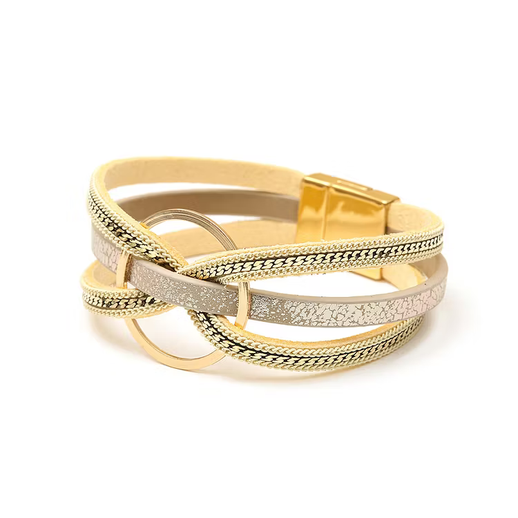 Aoaome Round Ring Cross Leather Bracelets