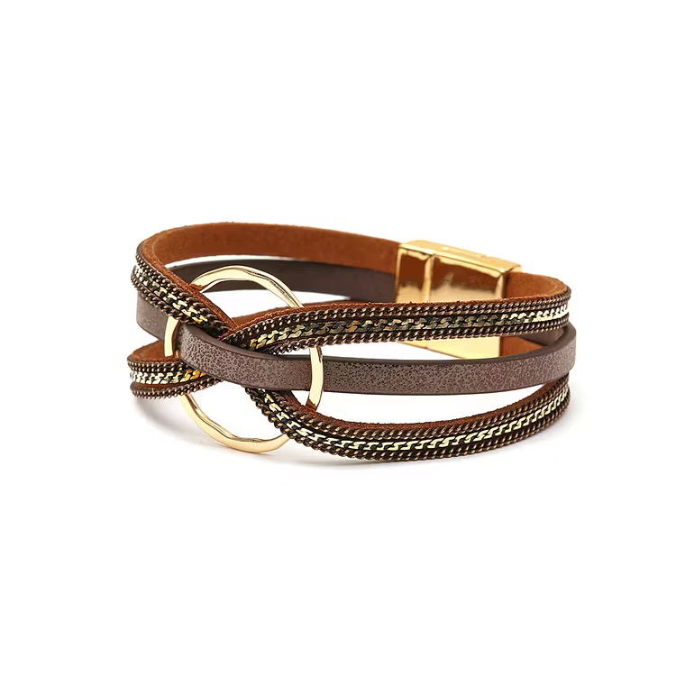 Aoaome Round Ring Cross Leather Bracelets