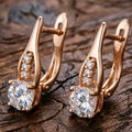 Aoaome Sleek Twist Design Single Stone Hoop Earrings