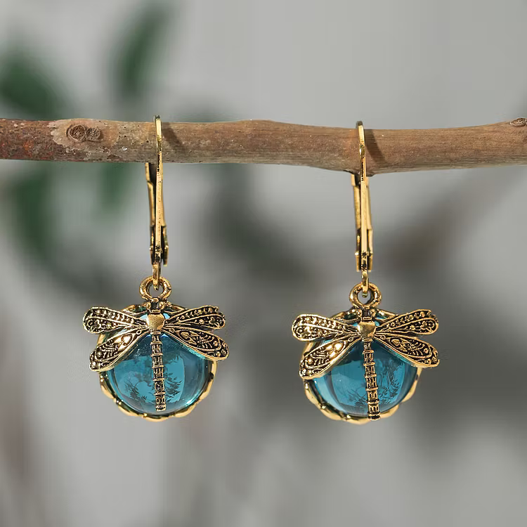 Aoaome Spherical Dragonfly in Antique Silver Earrings