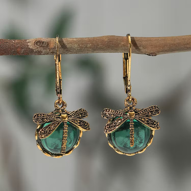 Aoaome Spherical Dragonfly in Antique Silver Earrings