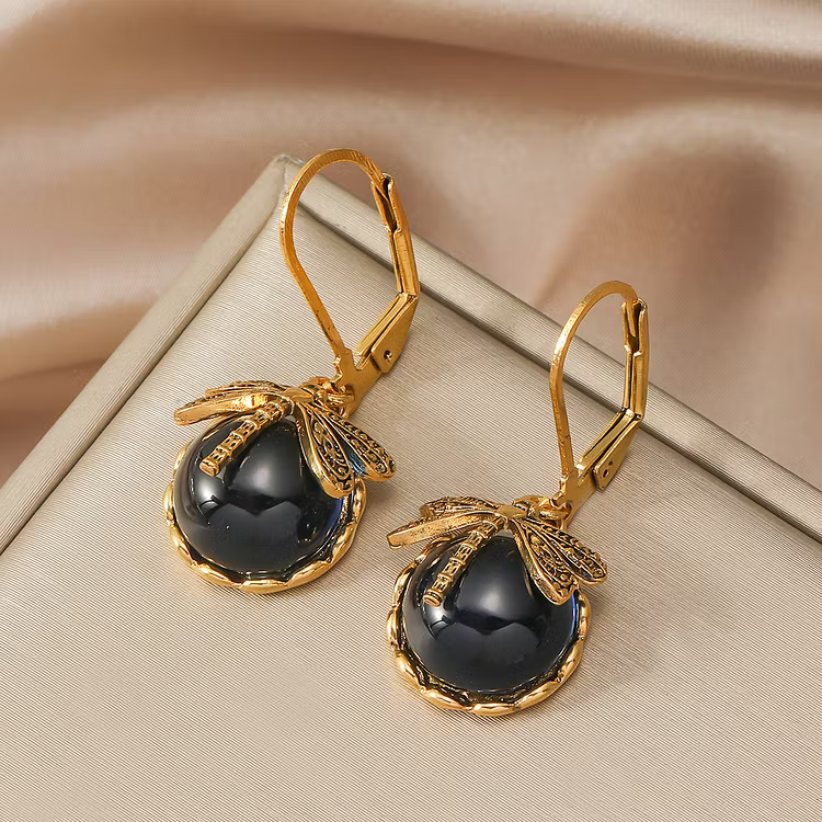 Aoaome Spherical Dragonfly in Antique Silver Earrings