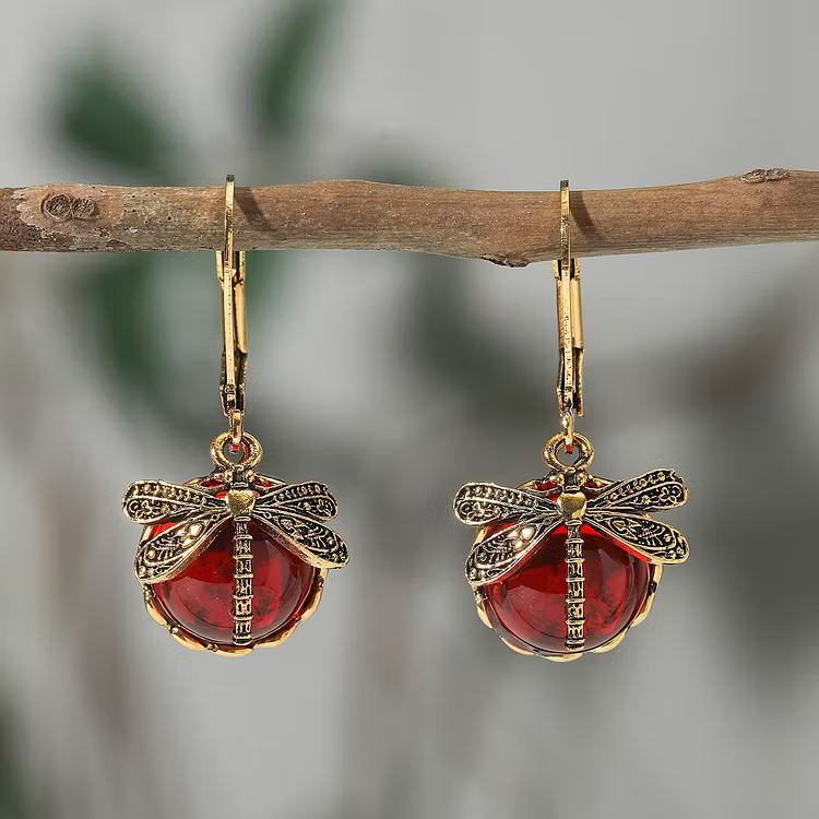 Aoaome Spherical Dragonfly in Antique Silver Earrings