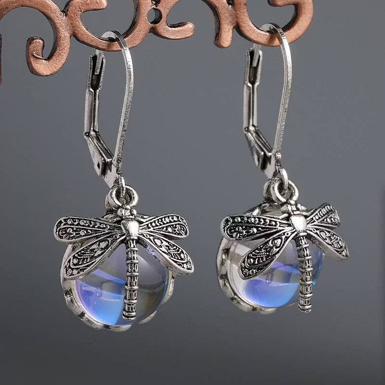 Aoaome Spherical Dragonfly in Antique Silver Earrings