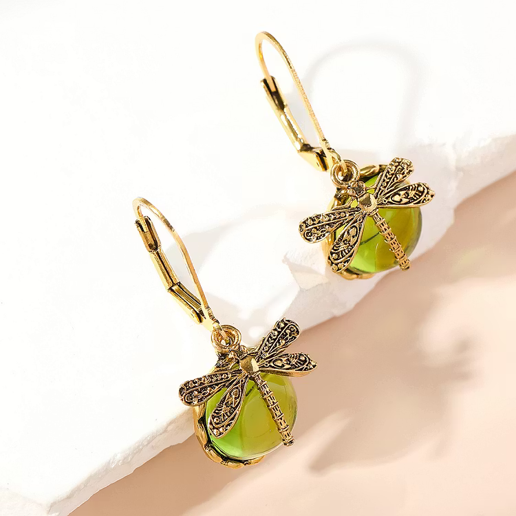 Aoaome Spherical Dragonfly in Antique Silver Earrings
