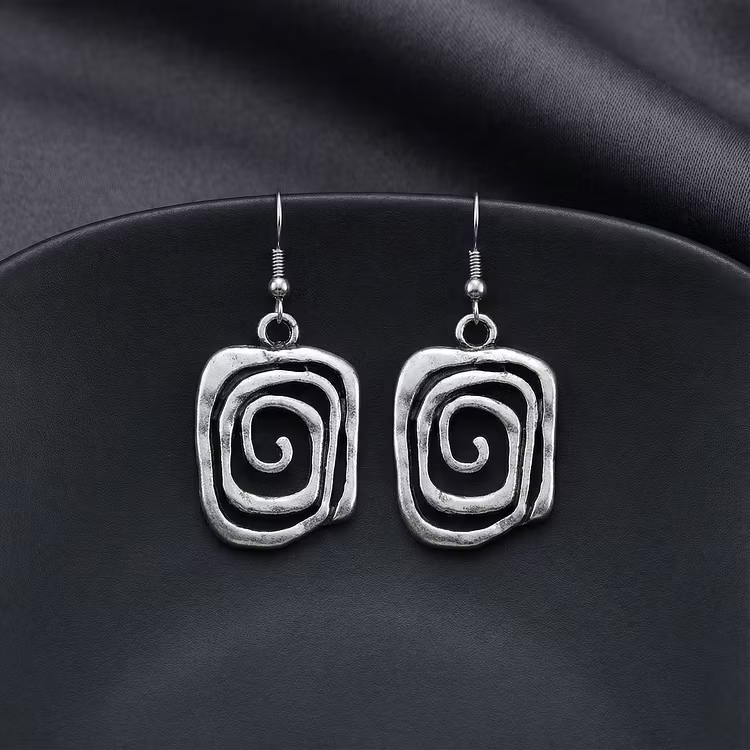 Aoaome Spiral Boho Silver Earrings