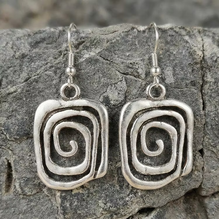 Aoaome Spiral Boho Silver Earrings