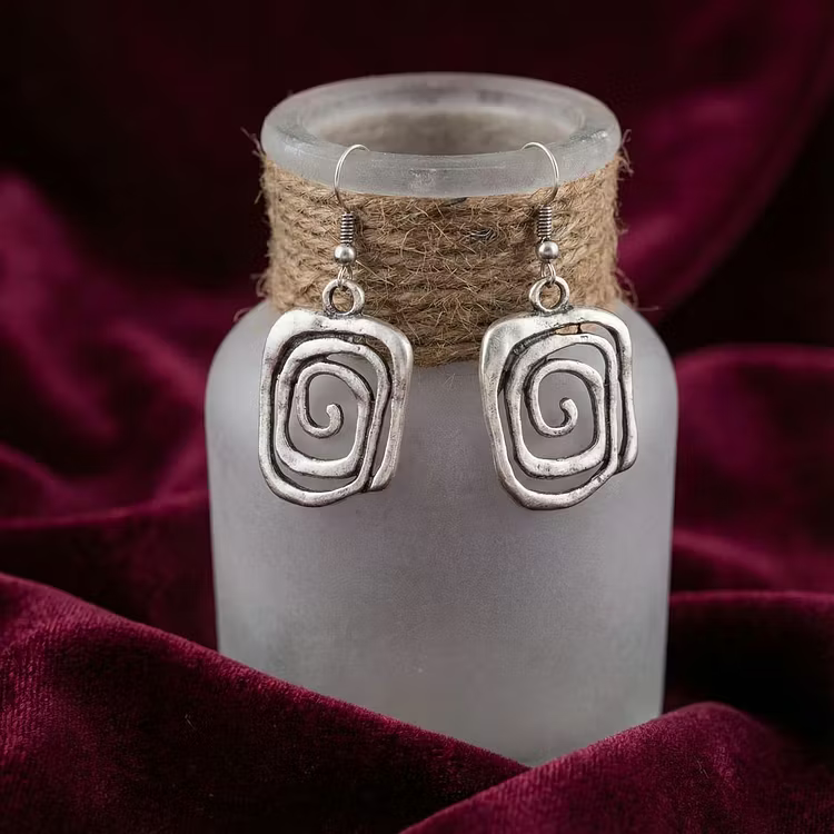 Aoaome Spiral Boho Silver Earrings