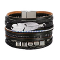 Aoaome Square Crystal Bead String Leather Bracelets