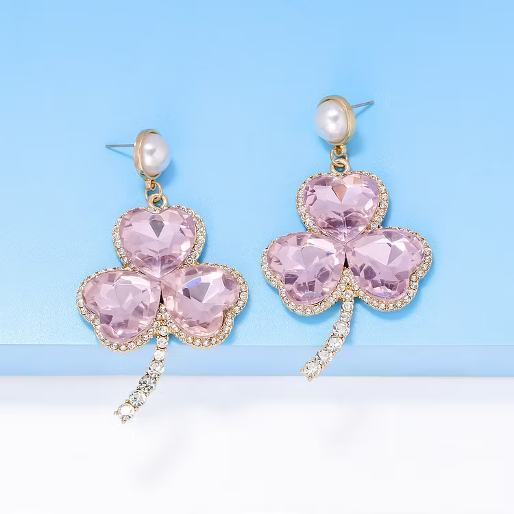 Aoaome St. Patrick's Day Clover Pearl earrings