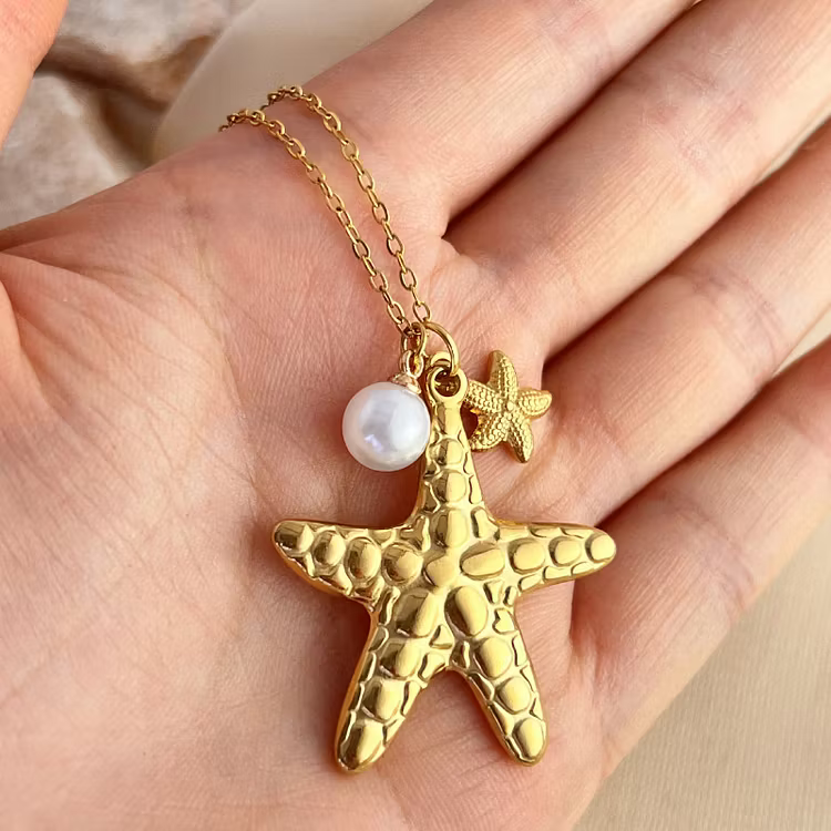 Aoaome Starfish Shell Collarbone Chain Pendant Necklaces