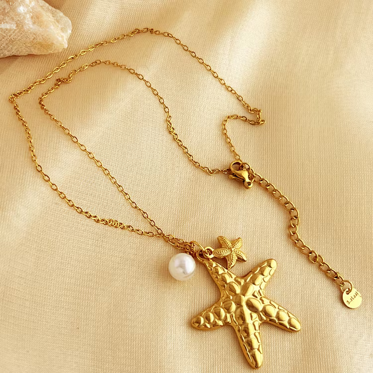 Aoaome Starfish Shell Collarbone Chain Pendant Necklaces