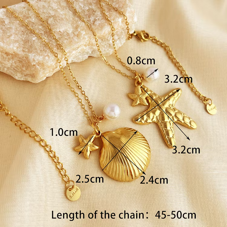 Aoaome Starfish Shell Collarbone Chain Pendant Necklaces