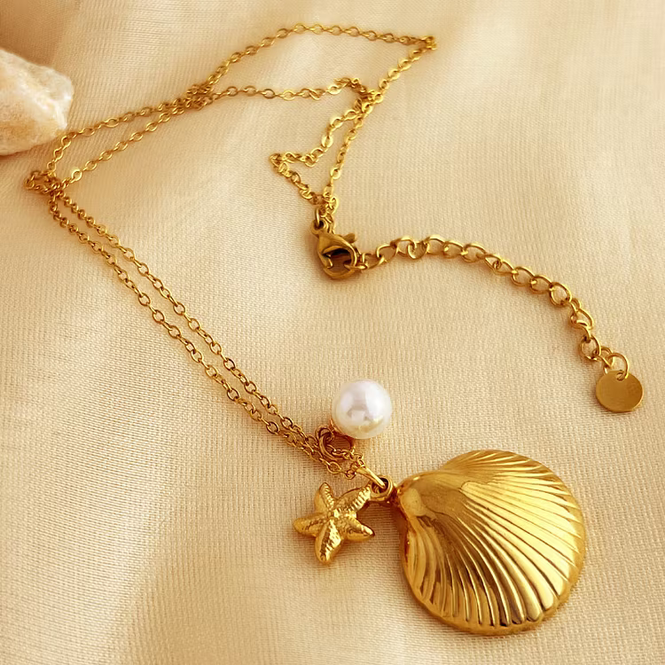Aoaome Starfish Shell Collarbone Chain Pendant Necklaces