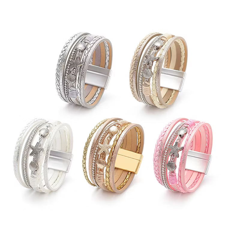 Aoaome Starfish Shell Leather Bracelets