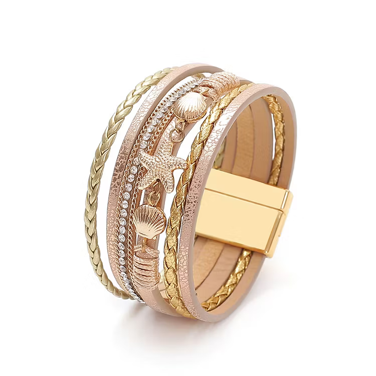 Aoaome Starfish Shell Leather Bracelets
