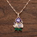 Aoaome Statement Rose Gold Teardrop Amethyst Flower Necklaces