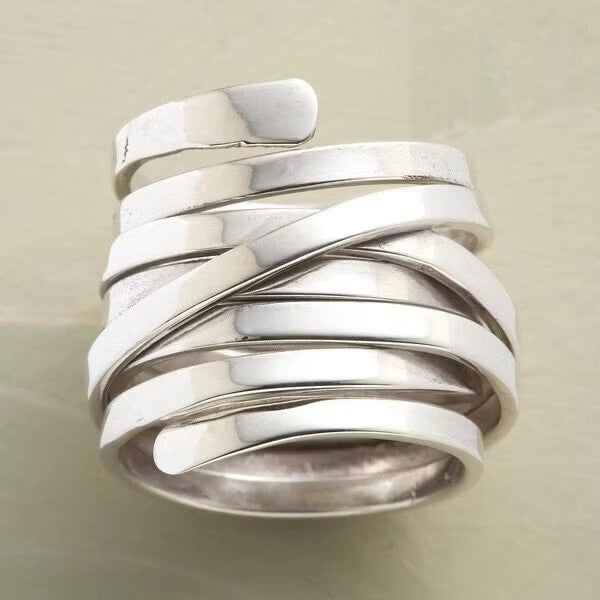 Aoaome Sterling Silver Wrap Statement Rings