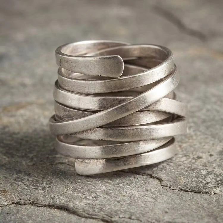 Aoaome Sterling Silver Wrap Statement Rings