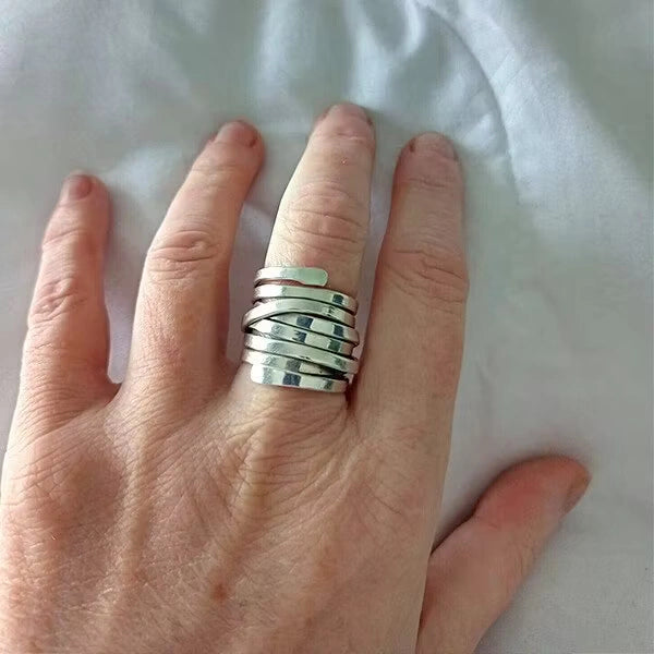 Aoaome Sterling Silver Wrap Statement Rings