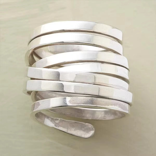 Aoaome Sterling Silver Wrap Statement Rings