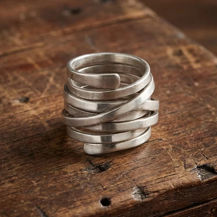 Aoaome Sterling Silver Wrap Statement Rings