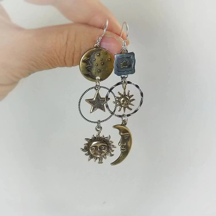 Aoaome Sun-Moon Pendant Earrings