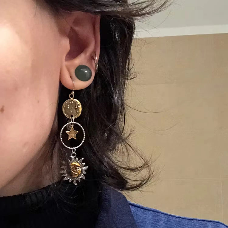 Aoaome Sun-Moon Pendant Earrings