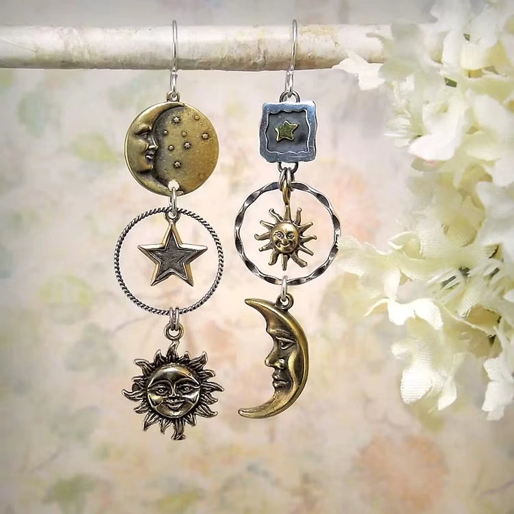 Aoaome Sun-Moon Pendant Earrings