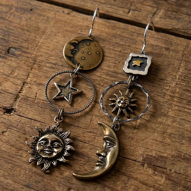 Aoaome Sun-Moon Pendant Earrings