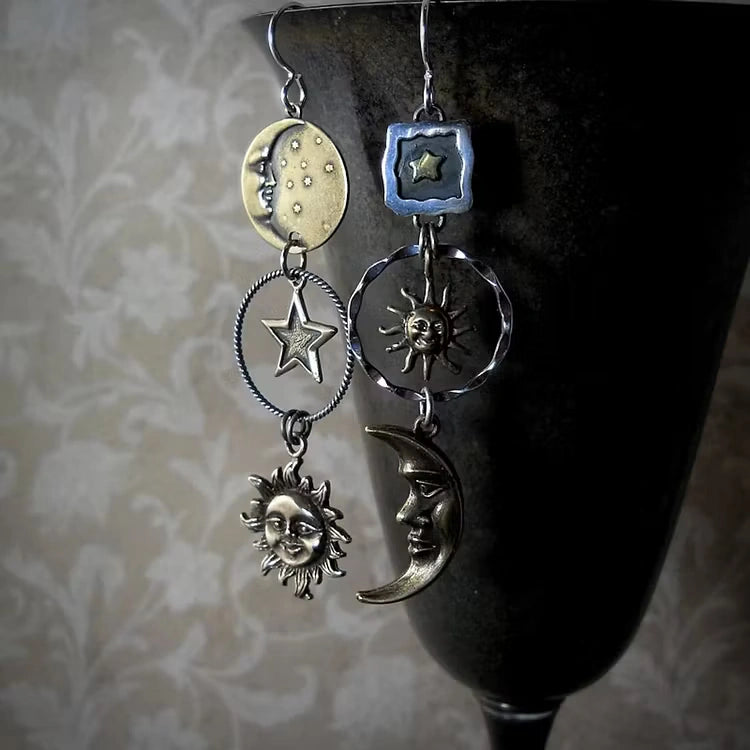 Aoaome Sun-Moon Pendant Earrings
