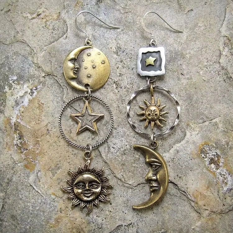 Aoaome Sun-Moon Pendant Earrings