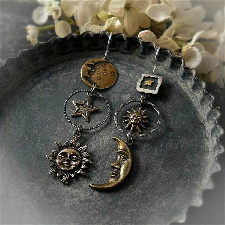 Aoaome Sun-Moon Pendant Earrings