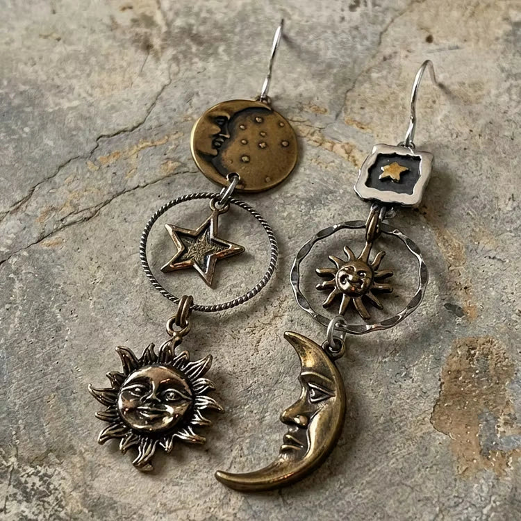 Aoaome Sun-Moon Pendant Earrings