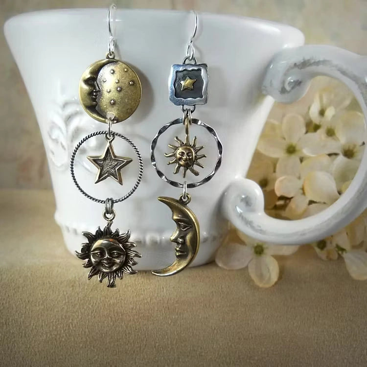 Aoaome Sun-Moon Pendant Earrings