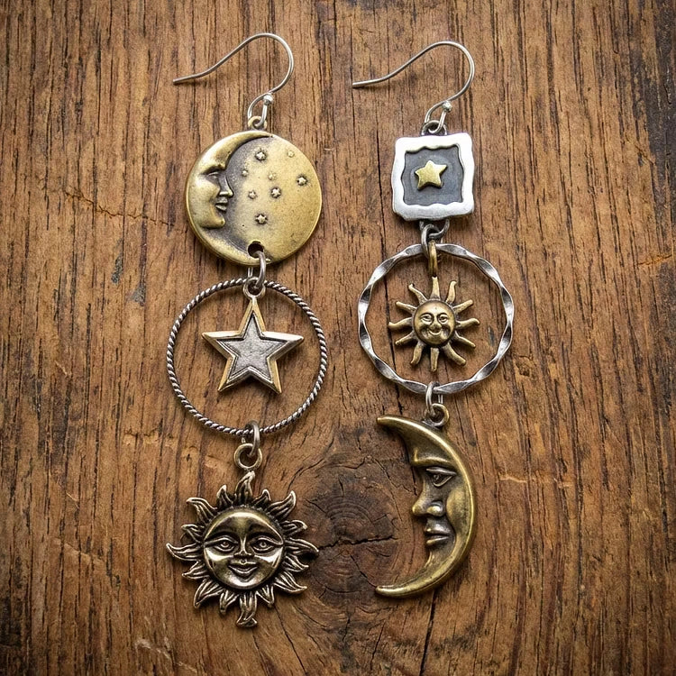 Aoaome Sun-Moon Pendant Earrings