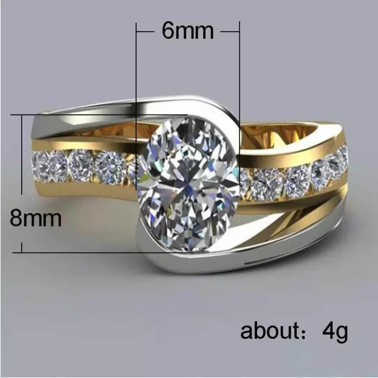 Aoaome Two Tone Inlaid Goose Egg Shaped Zircon Rings