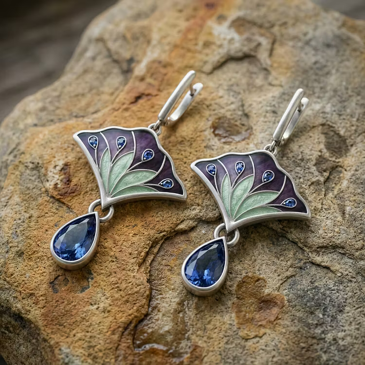 Aoaome Vintage-inspired Silver Enamel Dangle Earrings