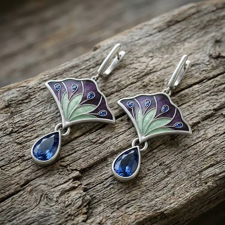 Aoaome Vintage-inspired Silver Enamel Dangle Earrings