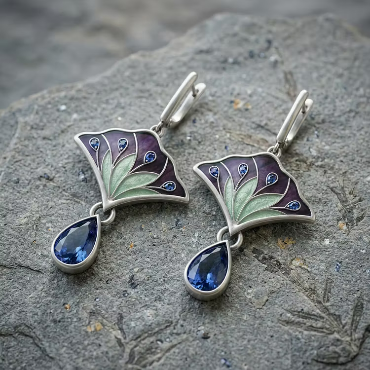 Aoaome Vintage-inspired Silver Enamel Dangle Earrings