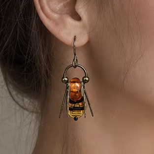 Aoaome Vintage Amber Bee Drop Earrings