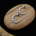 Aoaome Vintage Antique Silver Engraved Thick MOON Hoop Earrings