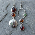 Aoaome Vintage Asymmetric Multi-Gemstone Silver Earrings