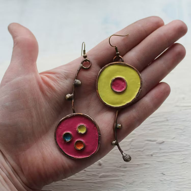 Aoaome Vintage Asymmetrical Graffiti Antique Bronze Earrings