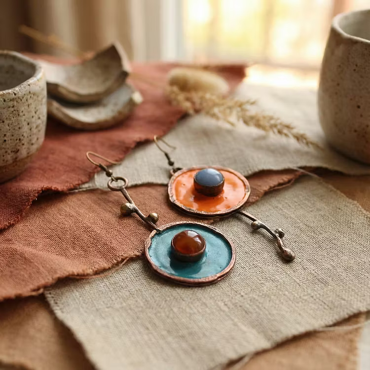 Aoaome Vintage Asymmetrical Graffiti Antique Bronze Earrings