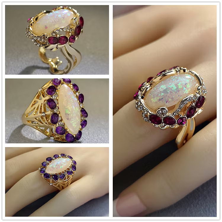 Aoaome Vintage Australian Treasure Diamond Set Gold Rings