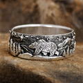 Aoaome Vintage Bear Mountain Star Silver Rings