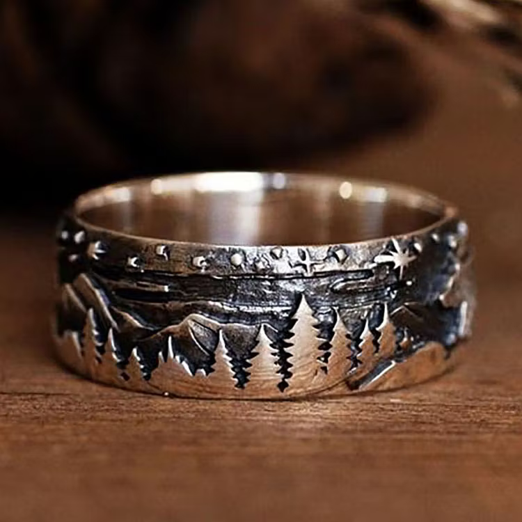 Aoaome Vintage Bear Mountain Star Silver Rings